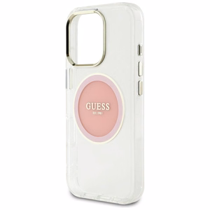 Guess IML Metal Colored Circle Classic Logo MagSafe Suojakuori iPhone 16 Pro Max:lle - vaaleanpunainen