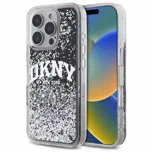 DKNY DKHCP16XLBNAEK iPhone 16 Pro Max 6.9 musta/musta Kovakuori Liquid Glitter Arch Logo