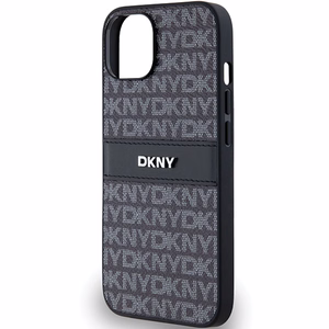 DKNY Nahkainen Mono Stripe & Metal Logo Suojakuori iPhone 15/14/13:lle - musta