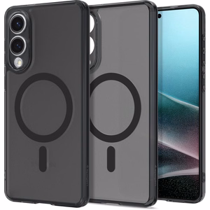 Spigen Ultra Hybrid Mag Suojakuori MagSafella Samsung Galaxy S25 Edge:lle - musta puoliläpinäkyvä