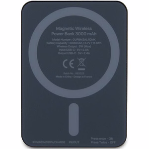 Guess MagSafe Metal Script Logo induktiovirtapankki 5W 3000mAh - musta