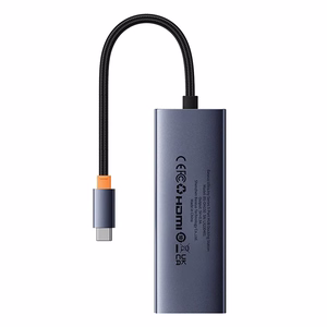 5-in-1-hubi Baseus UltraJoy Series USB-C to HDMI4K@30Hz+3xUSB 3.0+1xPD (harmaa)
