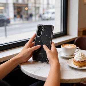 Tech-Protect FlexAir -suojakuori Samsung Galaxy A27 5G -mallille, läpinäkyvä kimalteilla