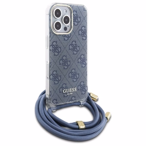 Guess Crossbody Cord 4G Print Suojakuori iPhone 16 Pro Max:lle - sininen