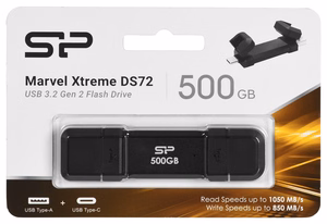 Silicon Power DS72 USB-muistitikku 500 GB USB Type-A / USB Type-C 3.2 Gen 2 (3.1 Gen 2) musta