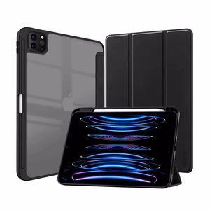 Crong PrimeFolio case for iPad Air 11" (2026–2024) / iPad Air 10.9" (5th / 4th gen.) / iPad Pro 11" (2022–2021), with Apple Pencil holder, black and clear