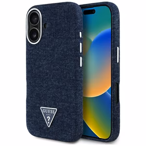Guess Denim Triangle Logo MagSafe Suojakuori iPhone 16:lle - sininen
