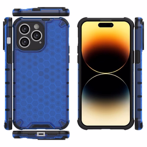 Honeycomb tapauksessa iPhone 14 Pro Max panssaroitu hybridi suojus sininen