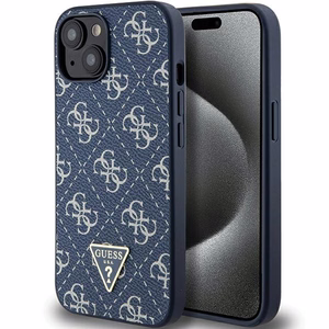 Guess 4G Triangle Metal Logo suojakuori iPhone 15 Plus / 14 Plus:lle - sininen