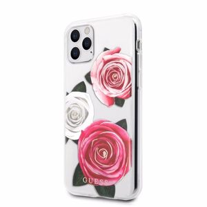 Guess GUHCN58ROSTRT iPhone 11 Pro läpinäkyvä kovakuori Flower Desire Pink & White Rose