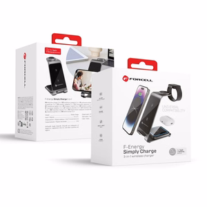 Forcell F-ENERGY Simply Charge 3in1 alumiini Apple Watch ja Samsung Watch -yhteensopiva harmaa