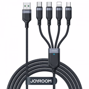 Joyroom Multi-Use Series S-A18 4in1 USB-A - USB-C / USB-C / Lightning / micro USB Kaapeli 1.2m - musta