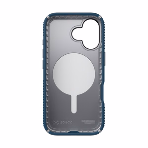 Speck Presidio2 Grip MagSafe suojakuori iPhone 17 -laitteelle, Deep Sea / Silver Metallic -värinen
