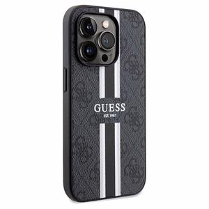 Guess 4G Printed Stripes MagSafe suojakuori iPhone 15 Pro Max:lle - musta
