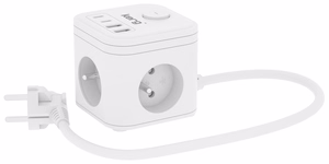 KERG 3-pistorasian virtakuutio + USB-A+USB-C laturi 1.5m 3x1.5mm2 H05VV-F 16A/250V~ Smart valkoinen