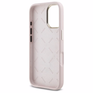 Guess Silicone Logo Strass 4G Silikoninen Suojakuori iPhone 16:lle - vaalea vaaleanpunainen