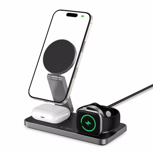 Tech-Protect QI15W-A47 MagSafe 3in1 induktiivinen laturi + USB-C kaapeli - Musta