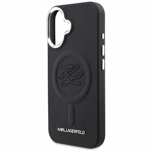 Karl Lagerfeld nimikirjain ja metallilogo MagSafe suojakuori iPhone 16 - musta