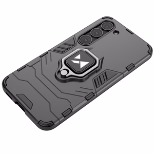Wozinsky Ring Armor suojakuori Samsung Galaxy S23:lle panssaroitu kuori magneettinen pidike rengas musta