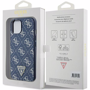 Guess 4G Triangle Metal Logo suojakuori iPhone 15 Plus / 14 Plus:lle - sininen
