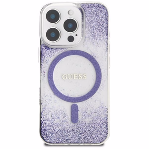 Guess HC Resin Bottom Glitter MagSafe Suojakuori iPhone 16 Pro Maxille - violetti
