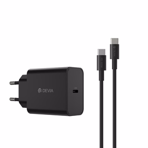 Devia Seinälaturi Rocket PD 45W 1x USB-C Valkoinen + Kaapeli USB-C - USB-C