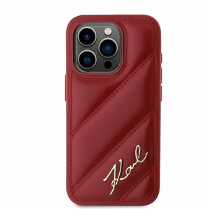 Karl Lagerfeld Diagonal Quilted Script Suojakuori iPhone 15 Pro:lle - punainen