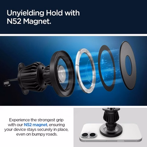Spigen MFT13 MagSafe Auton Pidike Kojelautaan tai Ilmaventtiiliin - Hopeinen