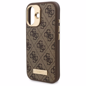 Guess 4G Logo Plate MagSafe iPhone 16 Suojakuori - Ruskea