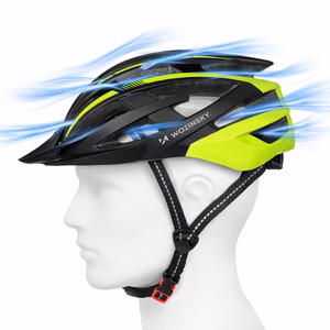 Wozinsky MTB pyöräilykypärä irrotettavalla lipalla ja takana USB-valolla L - musta ja keltainen