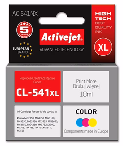 Activejet AC-541NX – kolmivärinen mustekasetti, korvaa tuotteen Canon CL-541XL, 18 ml, Supreme