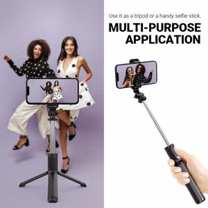 Crong SelfieGo Lite kompakti Bluetooth-selfiekeppi ja kolmijalka, musta