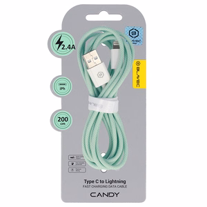 Blavec Cable Candy braided - USB to Lightning - 2,4A 2 metres Apple CarPlay (CCA-UL24GN20) green