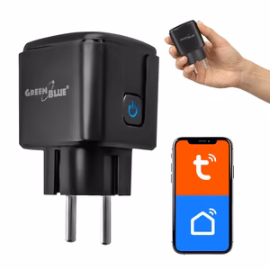 GreenBlue Remote-Controlled WiFi Outlet, Android/iOS/Alexa/Google Home, Timer, Wattmeter, Max 16A/3840W, GB735 B