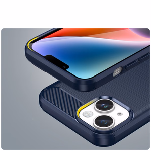 Carbon Case iPhone 14 kotelo joustava geeli takakuori sininen