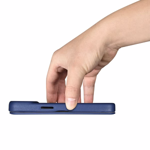 iCarer CE Premium Nahka Folio Case iPhone 14 Plus Magneettinen Flip Nahka Folio Case MagSafe Blue (WMI14220715-BU)