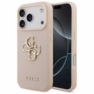 Guess Grained Big 4G & Classic Logo iPhone 17 Pro Suojakuori - vaaleanpunainen