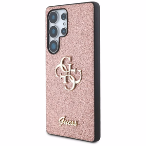 GUESS Fixed Glitter Big 4G Metal Logo Suojakuori Samsung Galaxy S25 Ultra Vaaleanpunainen