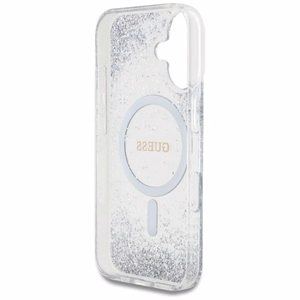 Guess HC Resin Bottom Glitter MagSafe Suojakuori iPhone 16:lle - hopeinen