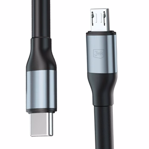 3mk Hyper Cable N-SERIES USB-C / MicroUSB -kaapeli 3m QC 3.0 5V/2A 10W musta