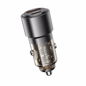 Autolaturi Borofone BZ20A Smart USB-A/USB-C QC3.0 PD 83W läpinäkyvä musta