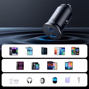Joyroom JR-CCN06 30W 2x USB-C Metallinen Mini Autolaturi - musta