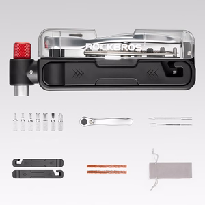 Rockbros Multitool pyörätyökalusarja CO2-pumpulla ja räikkäavaimella, musta