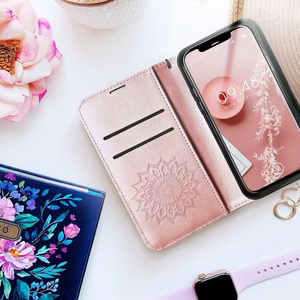 MEZZO Book-suojakuori Samsung A12 / M12:lle mandala Rose Gold