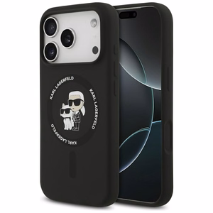 Case Karl Lagerfeld Liquid Silicone Karl and Choupette MagSafe Apple iPhone 17 Pro Max black