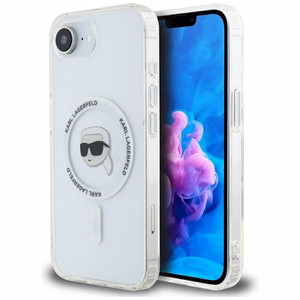 Karl Lagerfeld IML Metal Karl Head MagSafe Alkuperäinen Pussi iPhone 17e/16e:lle - Valkoinen