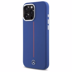Mercedes Silikoninen Red Stripe MagSafe suojakuori iPhone 16 Pro Max:lle - tummansininen