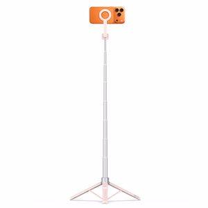 Tech-Protect L10S Bluetooth-selfiekeppi, vaaleanpunainen ja harmaa