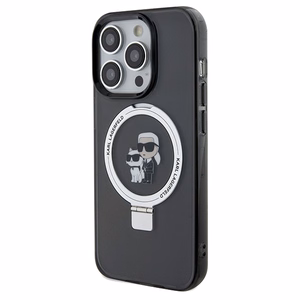 Karl Lagerfeld Ring Stand Karl&Choupette MagSafe suojakuori iPhone 14 Prolle - musta