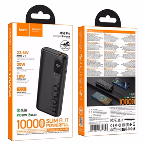 Hoco J158 Pro -varavirtalähde 10000 mAh QC PD 2A 22,5W, musta